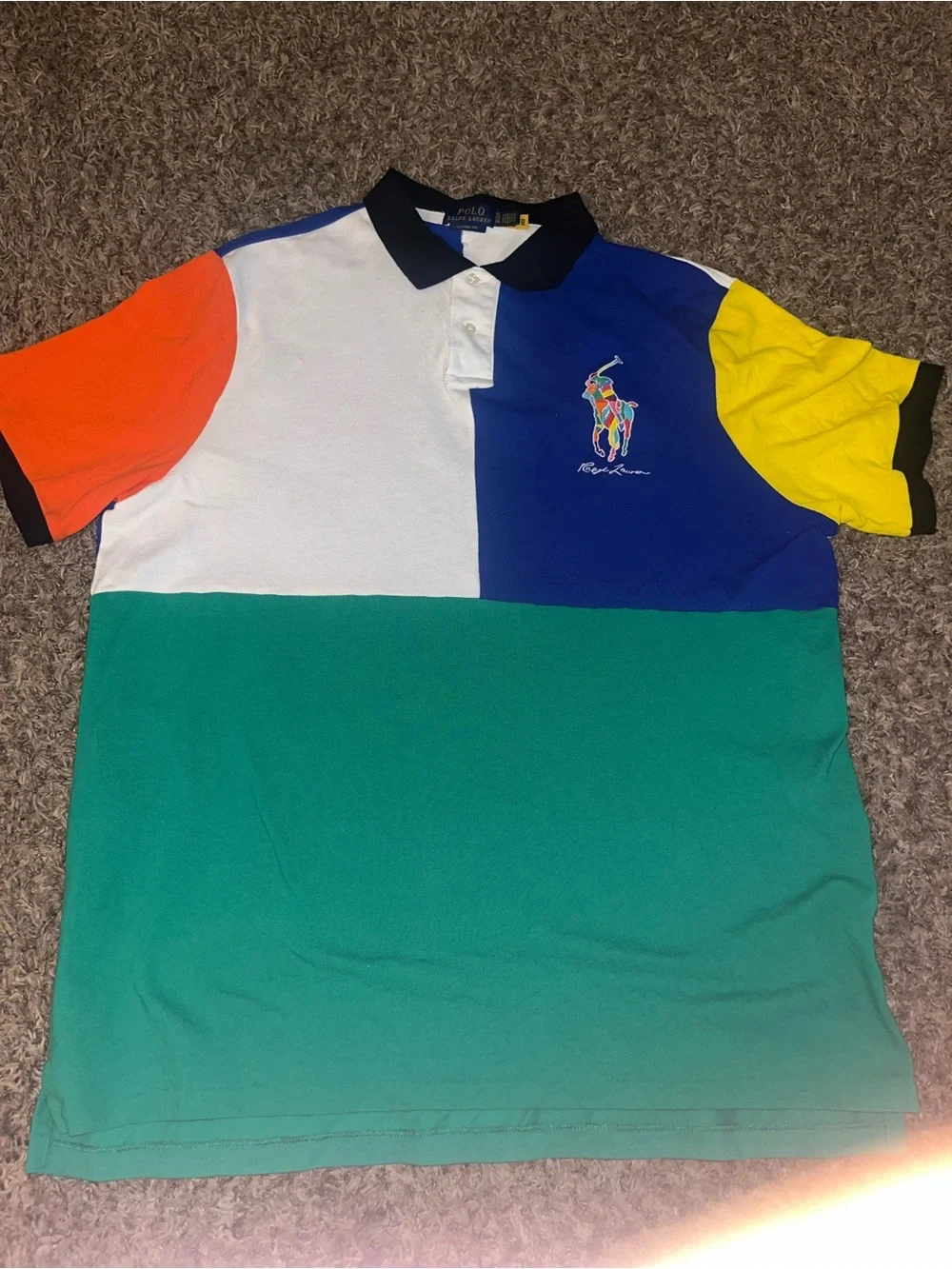 Ralph Lauren Multicolor Block Polo with Black Collar